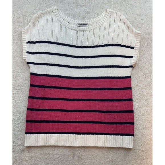 TOMMY BAHAMA Women's Colorblock Striped Pullover Sweater Knit Sz Small - Picture 1 of 14